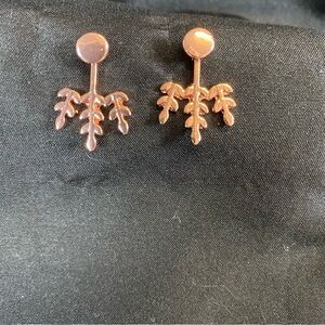 Rose Gold Leaf Jacket Earrings